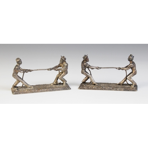 122 - A pair of 19th novelty silver plated knife rests by William Hutton & Sons, in the form of a sailor a... 