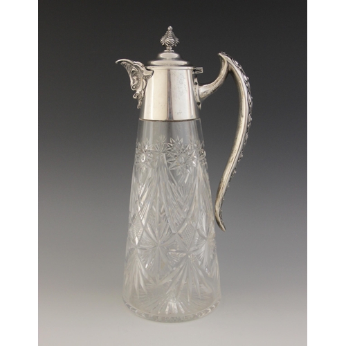 72 - An Edwardian silver mounted cut glass claret jug, Holland, Aldwinkle & Slater, London 1906, of taper... 