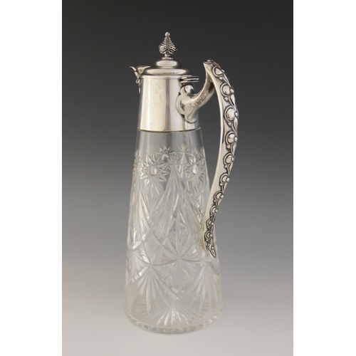 72 - An Edwardian silver mounted cut glass claret jug, Holland, Aldwinkle & Slater, London 1906, of taper... 