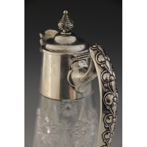 72 - An Edwardian silver mounted cut glass claret jug, Holland, Aldwinkle & Slater, London 1906, of taper... 