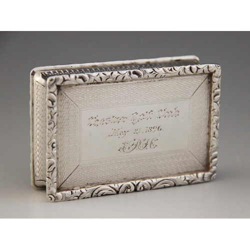 84 - A Victorian silver table snuff box, George Unite, Birmingham 1895, of rectangular form with waisted ... 