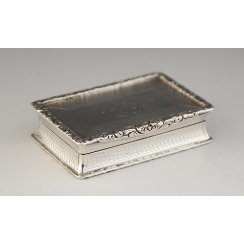 84 - A Victorian silver table snuff box, George Unite, Birmingham 1895, of rectangular form with waisted ... 