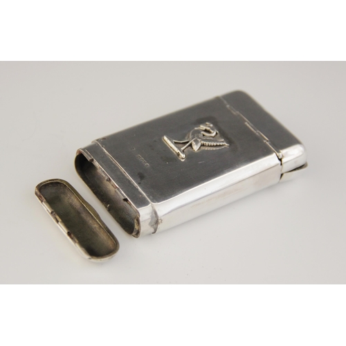 87 - A Victorian silver combination cigarette/vesta case, of rounded rectangular form, plain polished wit... 