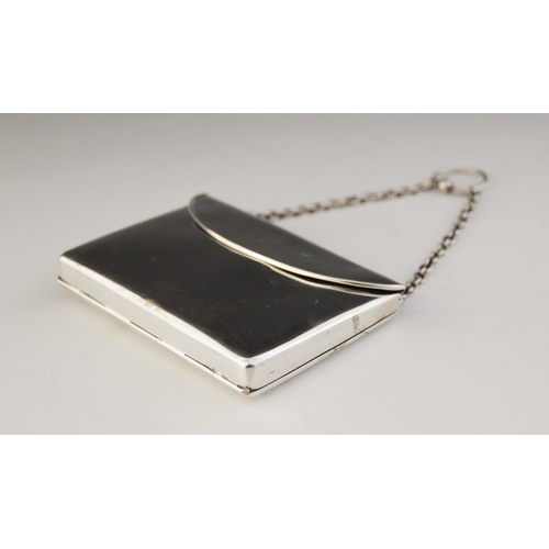 92 - A George V silver purse, Henry Matthews, Birmingham 1919, of rectangular form, spring cover to front... 