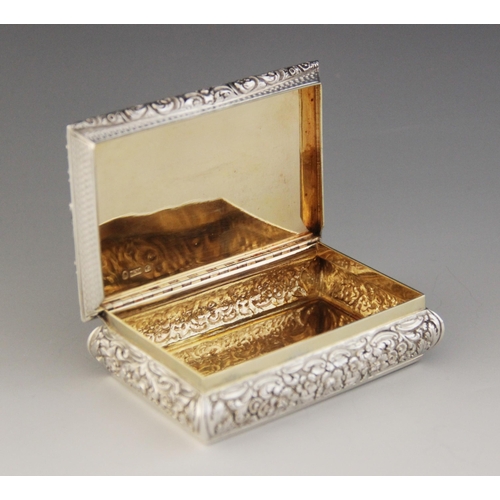 96 - A William IV silver table snuff box, Nathaniel Mills, Birmingham 1838, of rectangular form with cush... 