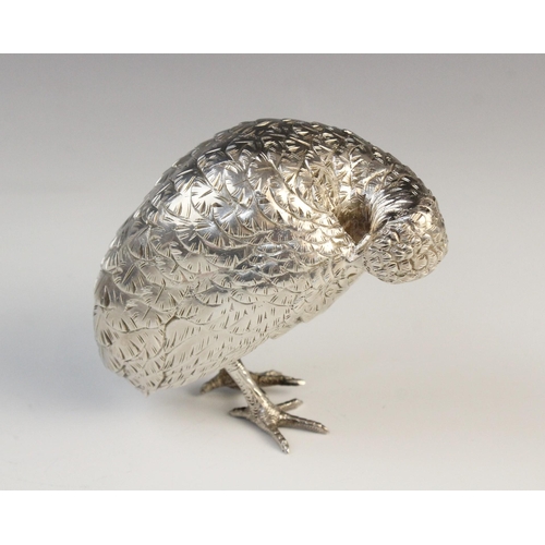 105 - A pair of silver plated grouse models, in the manner of Patrick Mavros, each realistically modelled ... 