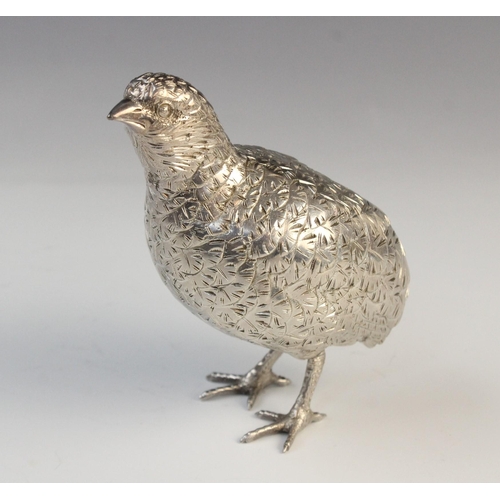 105 - A pair of silver plated grouse models, in the manner of Patrick Mavros, each realistically modelled ... 