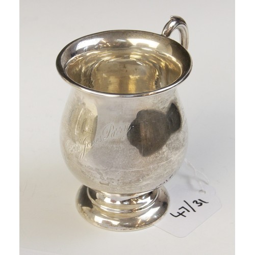 47 - A George V silver christening cup, William Adams Ltd, Birmingham 1927, of baluster form on raised ci... 