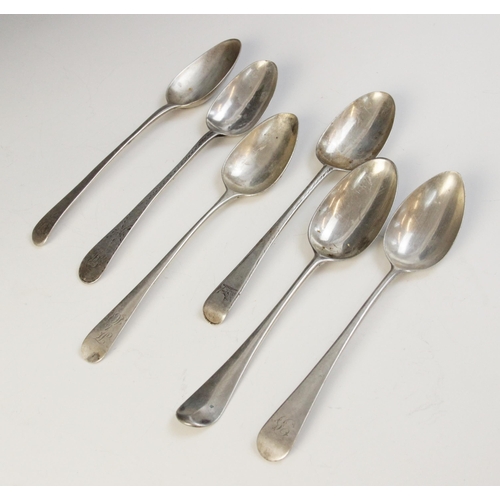 15 - A selection of 18th century and later silver tablespoons, to include a George II example, Isaac Call... 