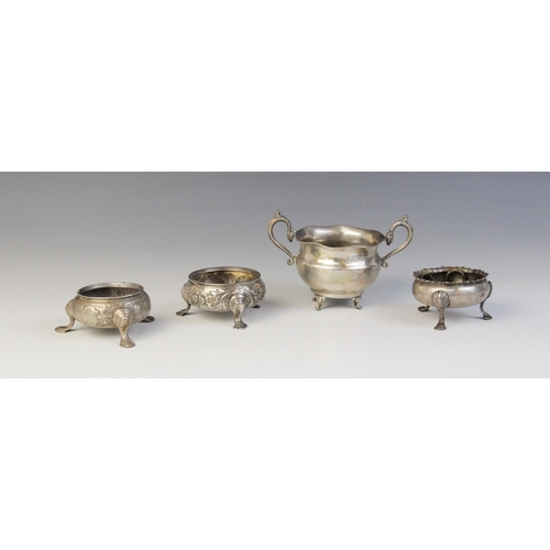 16 - A George V twin-handled silver sucrier, J & R Griffin, Chester 1920, 12.7cm wide, together with a Ge... 