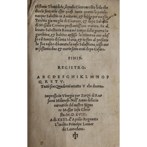 179 - Sallustius Crispus (Gaius), SALUSTIO CON ALCUNE ALTRE BELLE COSE: VOLGAREGGIATO PER AGOSTINO ORTICA ... 