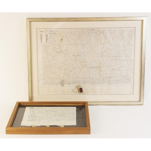 198 - An Elizabeth I handwritten indenture, circa 1559, naming Thomas Parry, John Pope and Richard Hamlitt... 