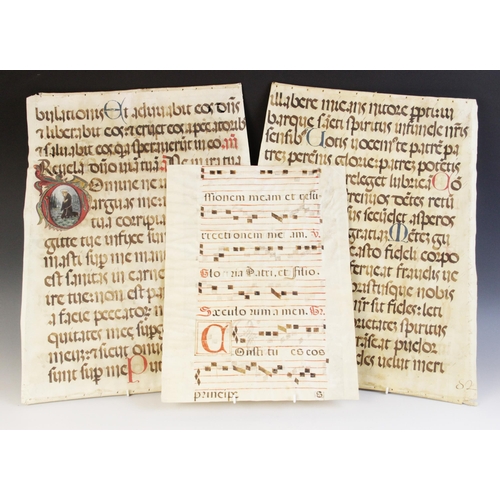 201 - ILLUMINATED PAGES: A double sided illuminated vellum page of large proportions, each side with singl... 