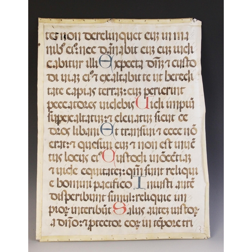 201 - ILLUMINATED PAGES: A double sided illuminated vellum page of large proportions, each side with singl... 