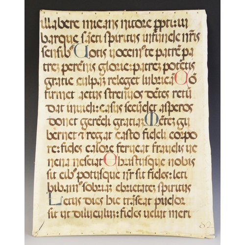 201 - ILLUMINATED PAGES: A double sided illuminated vellum page of large proportions, each side with singl... 