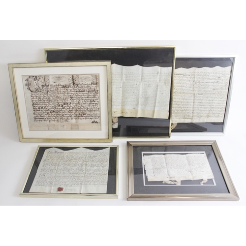 202 - A selection of 17th Century and later indentures, comprising: a Charles I example on vellum, dated M... 