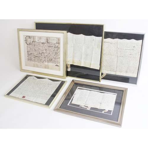 202 - A selection of 17th Century and later indentures, comprising: a Charles I example on vellum, dated M... 