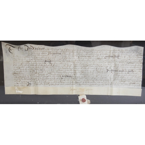 203 - A William & Mary indenture on vellum, dated 1692, between William Baxter and Thomas Bolton, wax seal... 