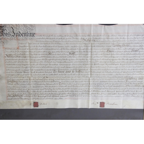 203 - A William & Mary indenture on vellum, dated 1692, between William Baxter and Thomas Bolton, wax seal... 