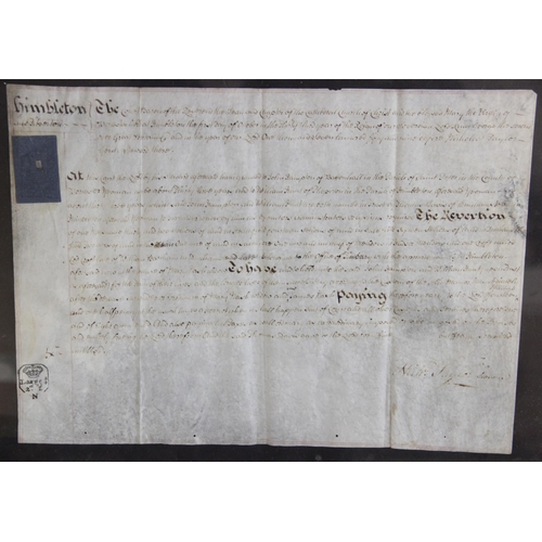 203 - A William & Mary indenture on vellum, dated 1692, between William Baxter and Thomas Bolton, wax seal... 