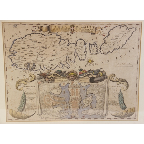 206 - * After ROSSI (GIACOMO GIOVANNI), a hand coloured engraved map titled 'Isola Di Malta, Gozzo Comino ... 