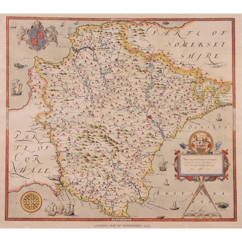 207 - * After John Speede (17th century), an aged reproduction map titled  'SHROPSHIRE DESCRIBED, THE SITT... 