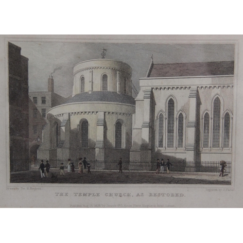 209 - After Thomas H. Shepard (1793 - 1864), 
Three architectural studies depicting Middle Temple Hall and... 