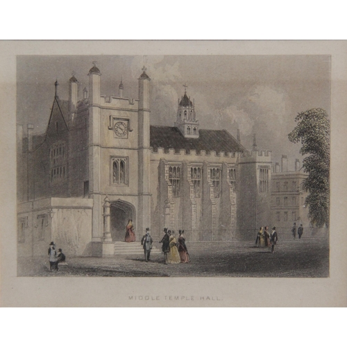 209 - After Thomas H. Shepard (1793 - 1864), 
Three architectural studies depicting Middle Temple Hall and... 