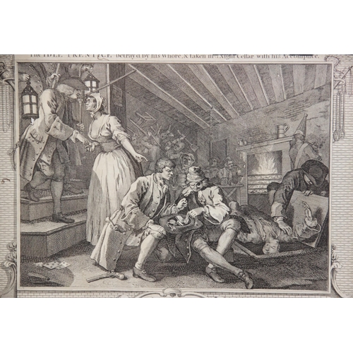 212 - After William Hogarth (1697 - 1764),  
Nine engravings from the 'Industry and Idleness' series (lack... 