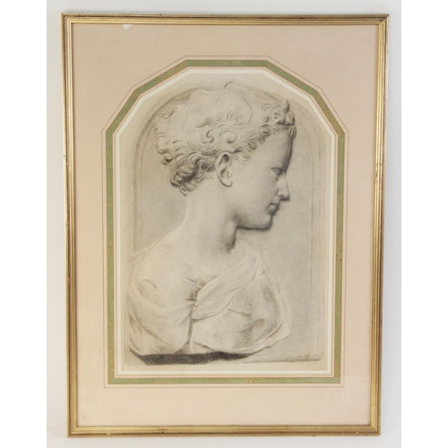 219 - English school (19th century), 
A study of 'Bust Of A Child' (a bas relief work once attributed to J... 