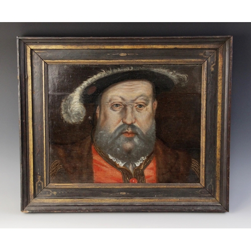 246 - Follower of Hans Holbein (German, c. 1497-1543), 
A portrait of Henry VIII, 
Oil on panel, 
Unsigned... 