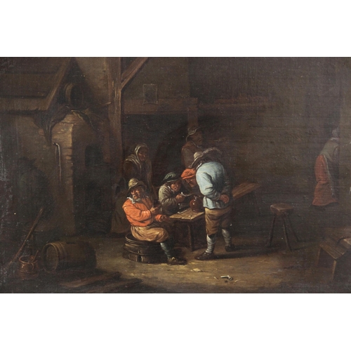 248 - Follower of David Teniers the younger (Flemish, 1610-1690), 
A tavern interior with figures seated a... 