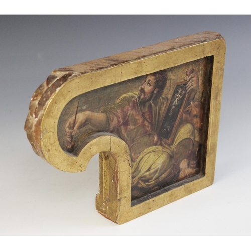 255 - Manner of Michelangelo (1475-1564),  
An artist at work on a Madonna And Child, 
Oil on shaped gilt ... 