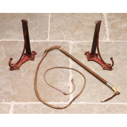 26 - * A Swaine of London hunting whip, the horn handle, applied with a metal mount impressed with the ma... 