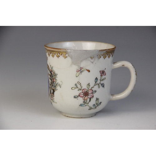 305 - An 18th century Chinese export armorial porcelain teacup and saucer (Qianlong 1735–1796), the teacup... 