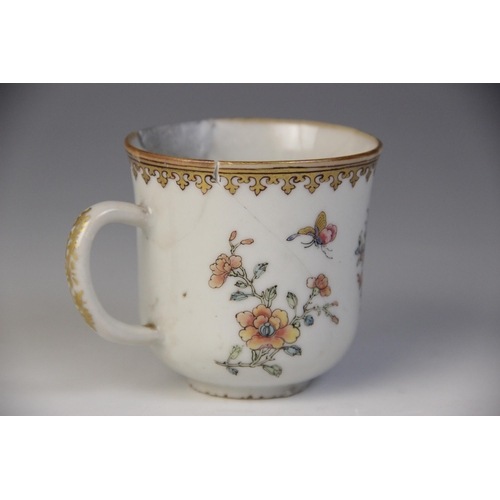 305 - An 18th century Chinese export armorial porcelain teacup and saucer (Qianlong 1735–1796), the teacup... 