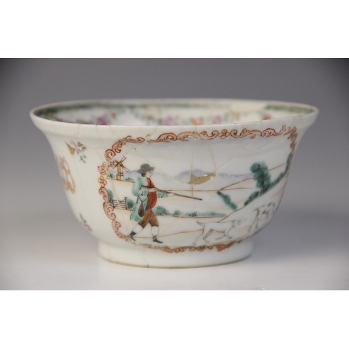 305 - An 18th century Chinese export armorial porcelain teacup and saucer (Qianlong 1735–1796), the teacup... 