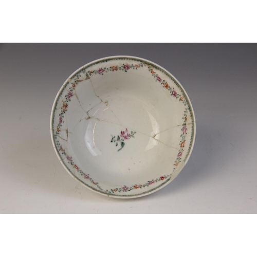 305 - An 18th century Chinese export armorial porcelain teacup and saucer (Qianlong 1735–1796), the teacup... 