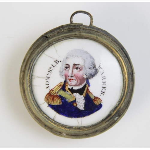 31 - NAVAL INTEREST: An enamel plaque depicting Admiral Lord Nelson, 19th century, the bust length portra... 