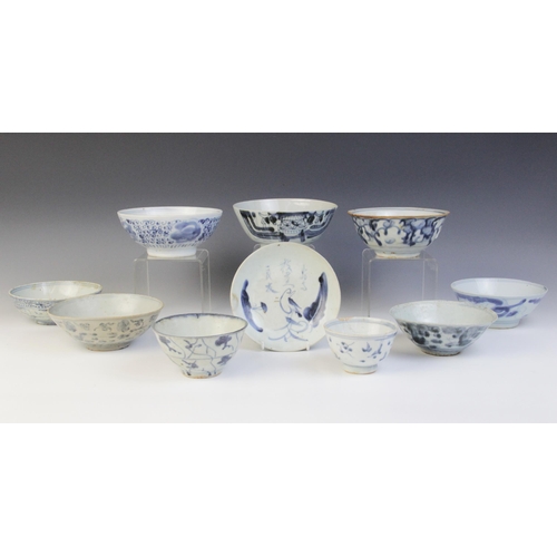 310 - A collection of Chinese porcelain blue and white shipwreck cargo wares, Ming Dynasty and later, to i... 