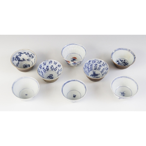 312 - Shipwreck interest: Eight Chinese porcelain tea bowls, 18th century, to include four Batavian glazed... 