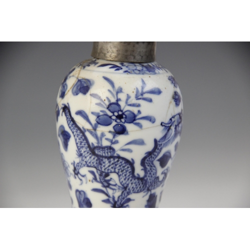 313 - A selection of 18th century Chinese blue and white porcelain, to include a celadon segment or fragme... 