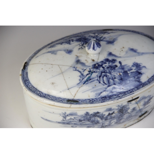 313 - A selection of 18th century Chinese blue and white porcelain, to include a celadon segment or fragme... 