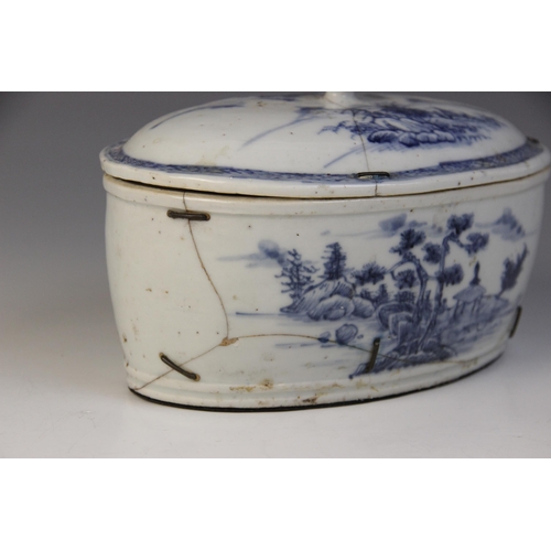 313 - A selection of 18th century Chinese blue and white porcelain, to include a celadon segment or fragme... 