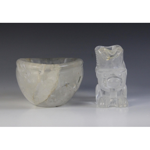 317 - A Chinese carved rock crystal libation cup, realistically carved as a Qilin with archaic detailing, ... 