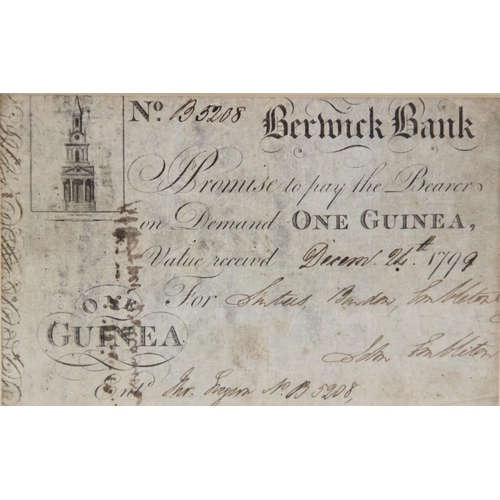35 - Berwick Bank, for Surtees’s, Burdon, Brandling & Embleton, a 1 Guinea note, dated December 24th 1799... 