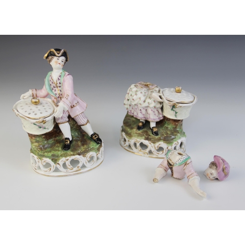 353 - * A Stevenson & Hancock Derby figural pot pourri and cover, mid to late 19th century, modelled as a ... 