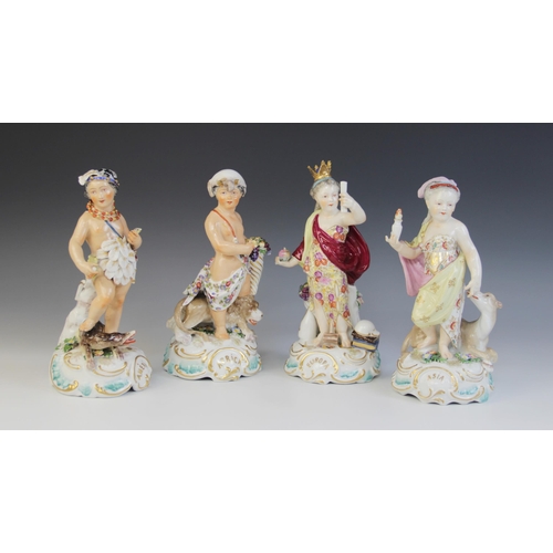 355 - * Four porcelain figures, late 19th or early 20th century, each modelled after the Derby originals t... 