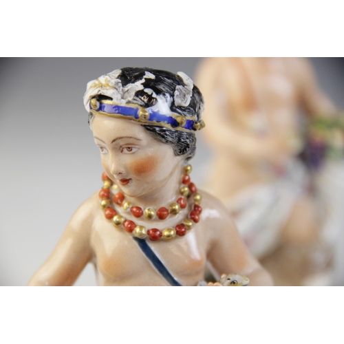 355 - * Four porcelain figures, late 19th or early 20th century, each modelled after the Derby originals t... 