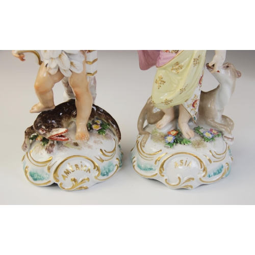 355 - * Four porcelain figures, late 19th or early 20th century, each modelled after the Derby originals t... 